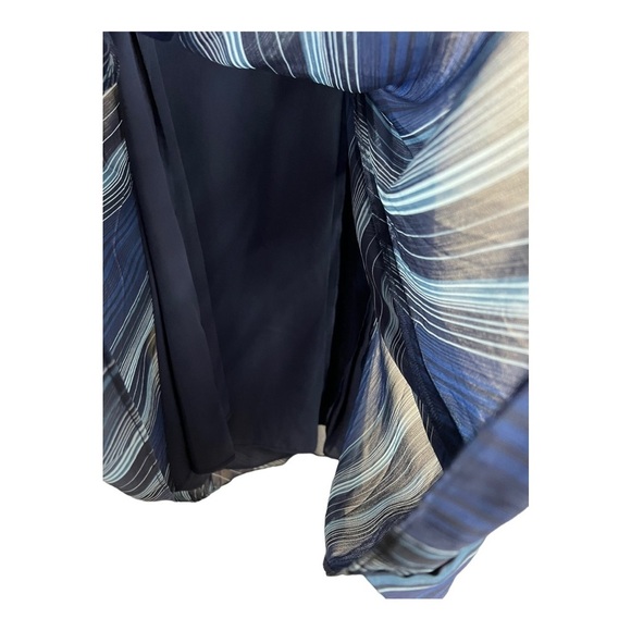 Ralph Lauren Black Label Navy Stripe Georgette Cascade Ruffle A-Line Midi Skirt - Picture 4 of 15